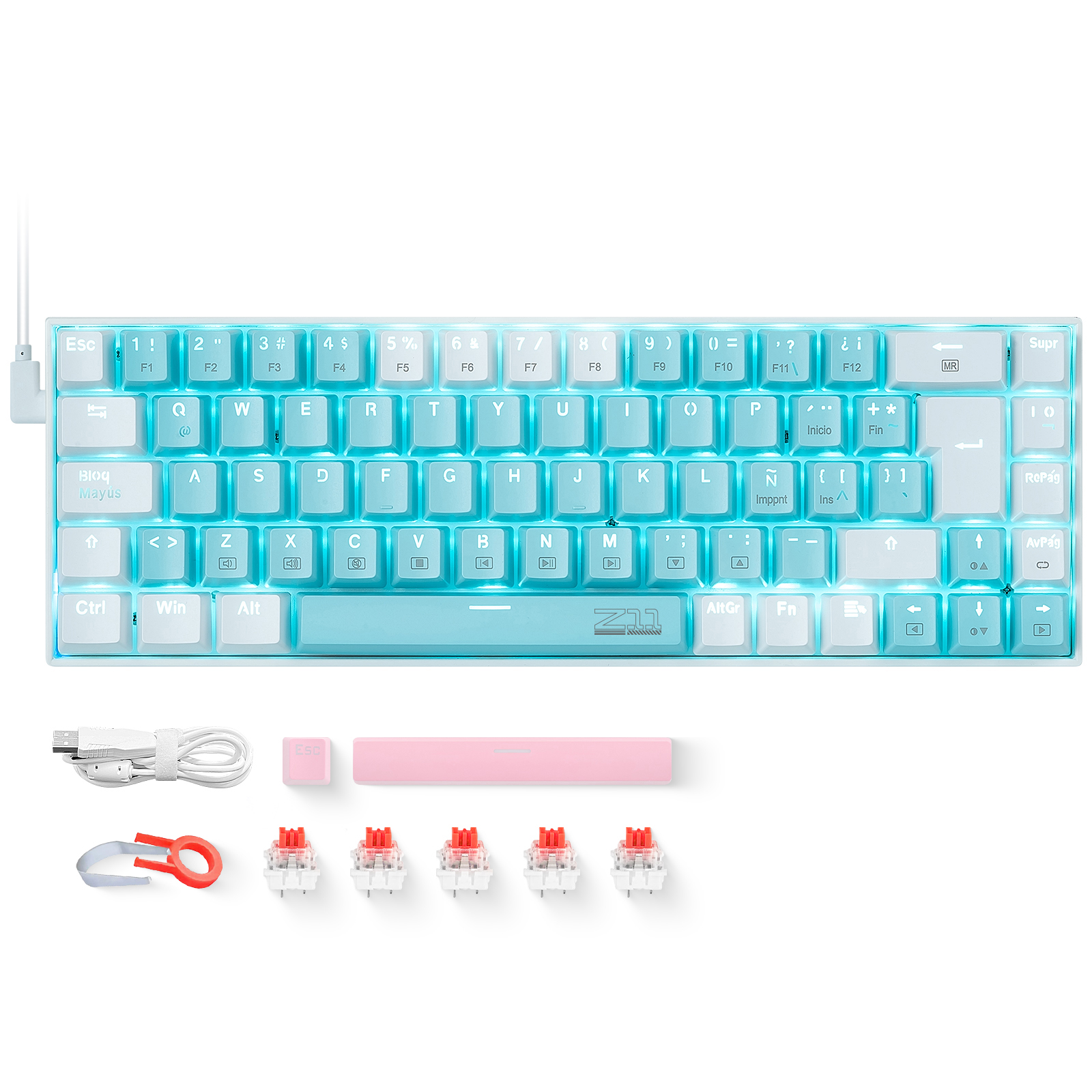 TERPORT 65% Teclado Mecánico Luz Azul – Red Switch