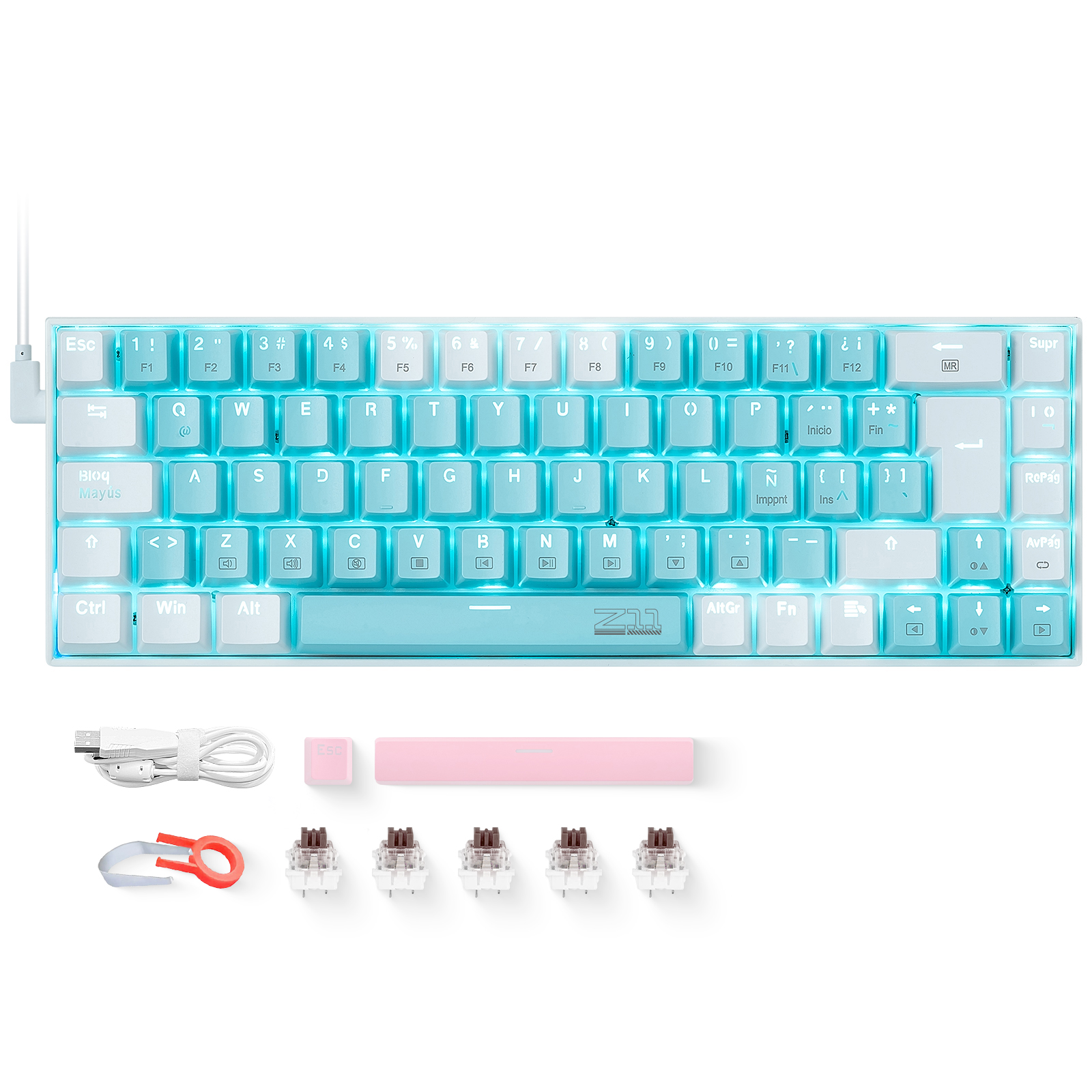 TERPORT 65% Teclado Mecánico Luz Azul – Brown Switch