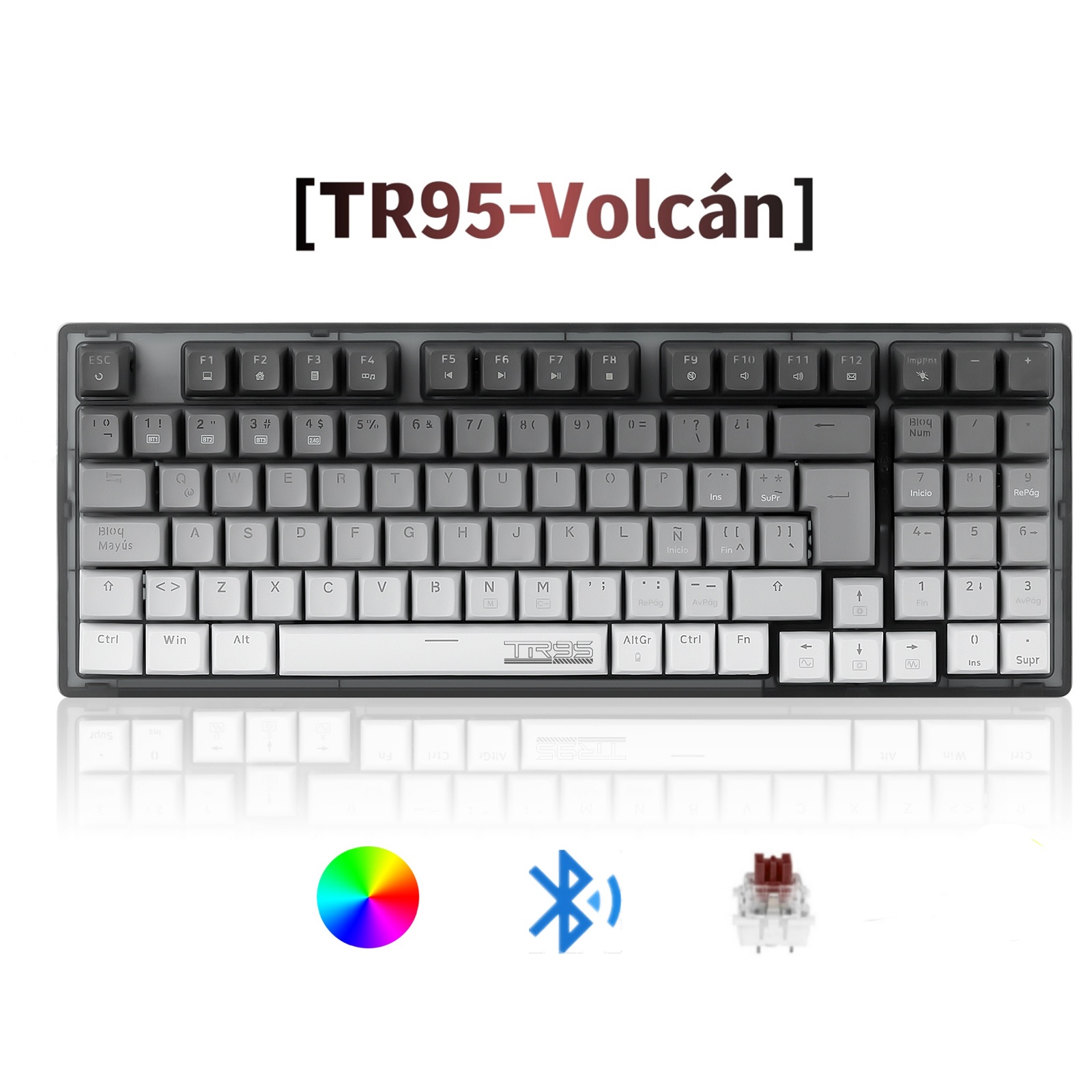 TR95 90% Teclado Mecánico Inalambrico Brown Switch Volcán