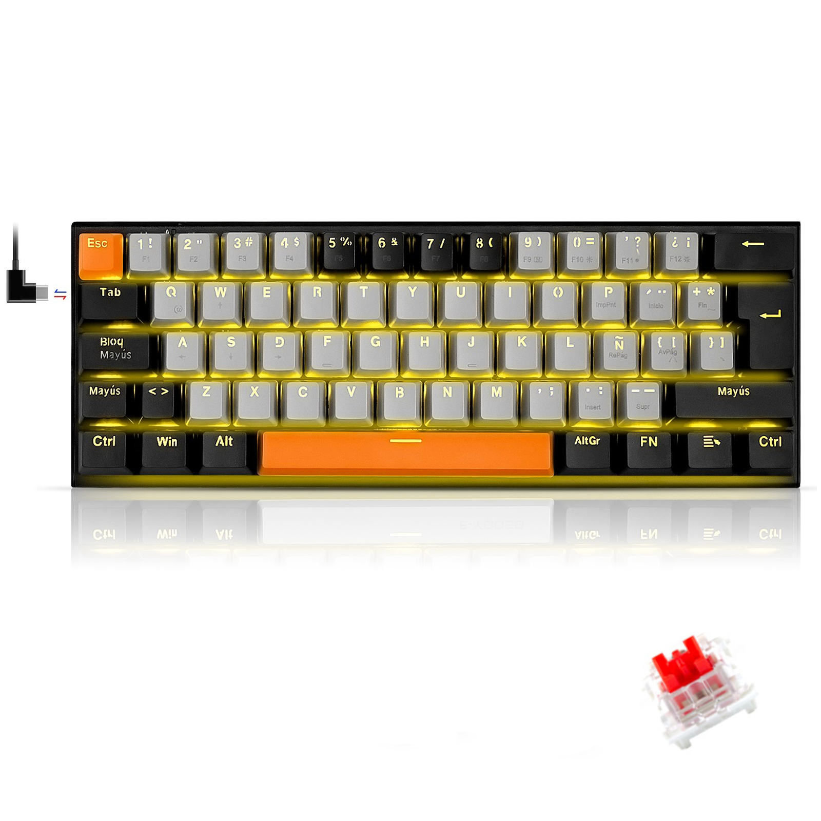TERPORT Teclado Mecánico Gamer 60% Z11 Luz Amarilla