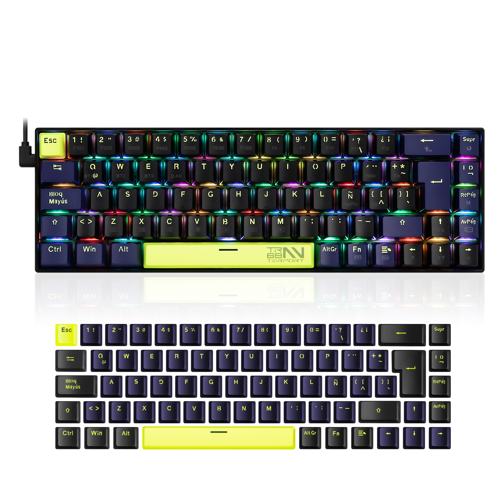 Teclado Mecánico 65% RGB Inalámbrico Morado | Outemu Red
