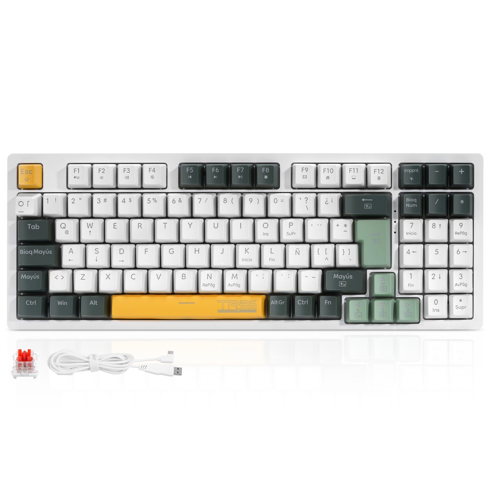 Teclado Gamer 90% TR95-E150 con RGB,95 Teclas y Hotswap